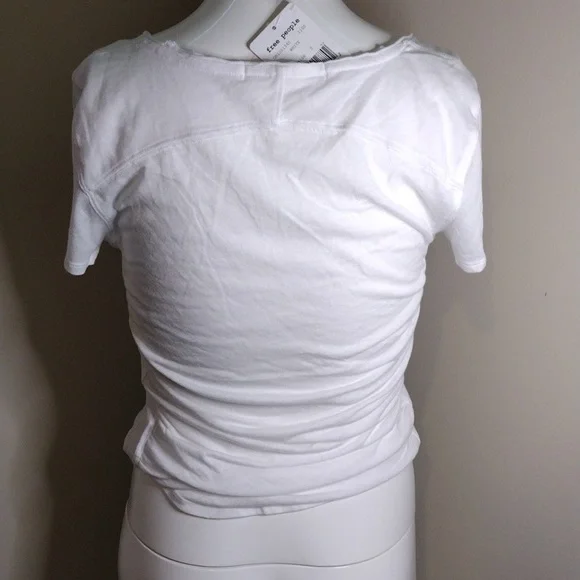 NWT Free People Womens Sonnet Ruched Scoop Neck T-Shirt Sz S - Picture 3 of 8